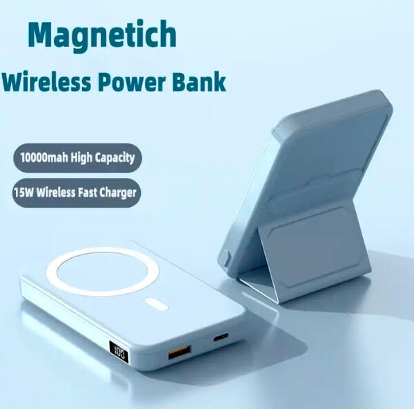 Portable 10000Mah Fast Charging Power Bank with 22.5W Wireless Stand and Magnetic Holder